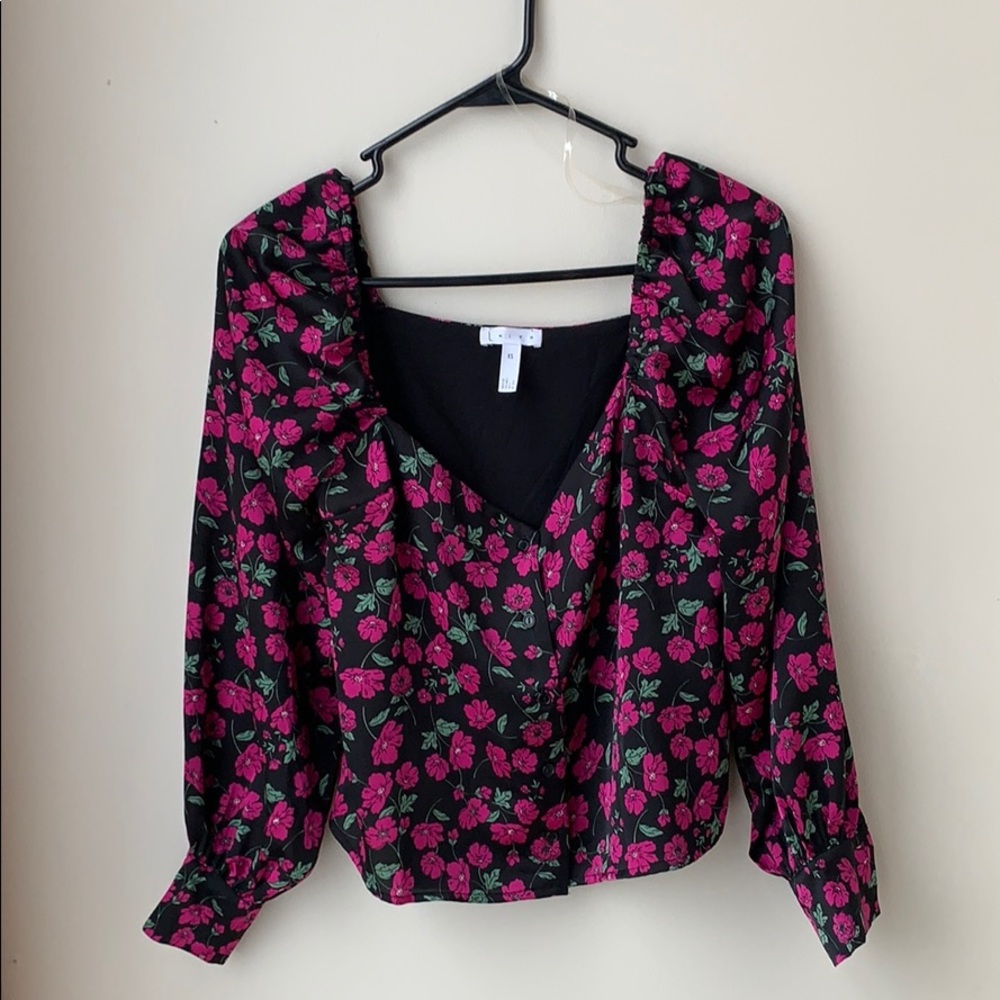 Leith Brand Floral Blouse 👚 Cropped Off Shoulder